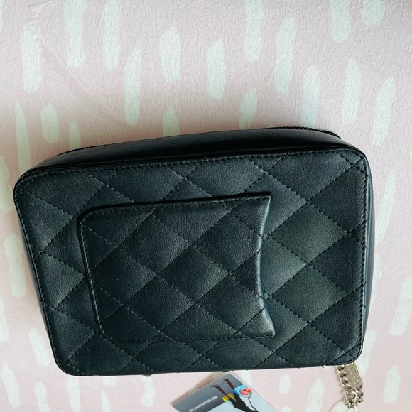 CHANEL LOGO LAMBSKIN ZIP AROUND CLUTCH POUCH COSMETIC WRISTLET RARE - FIRM PRICE - Picture 3 of 14